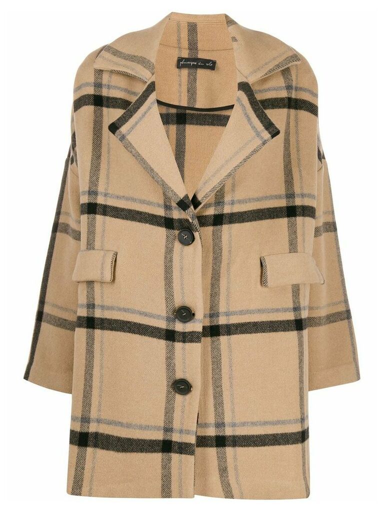 Phisique Du Role checked single-breasted coat - Brown