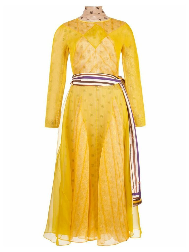 Fendi Karligraphy motif layered dress - Yellow