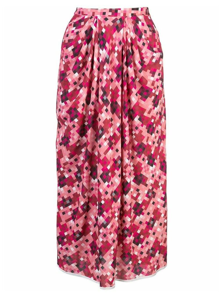 Marni pixel print pleated midi-skirt - Pink