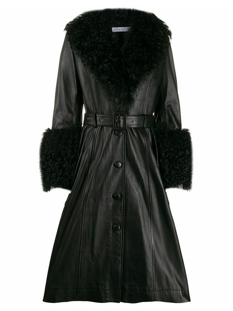 Saks Potts belted shearling coat - Black