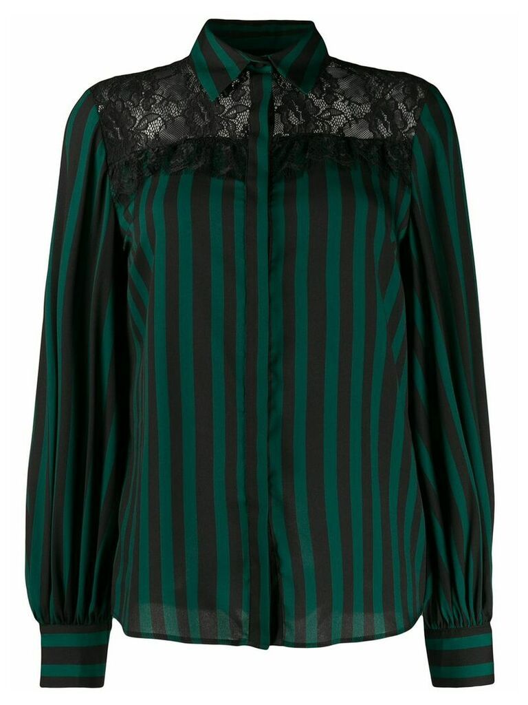 LIU JO striped lace-panels shirt - Black