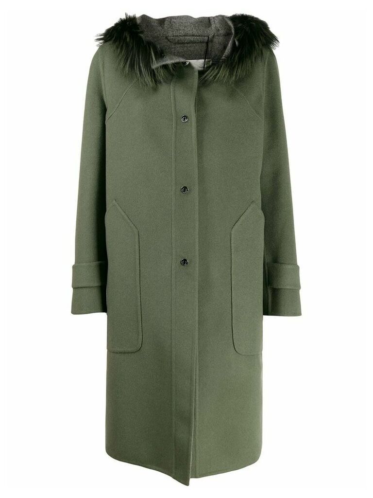 Manzoni 24 fur trim hooded coat - Green