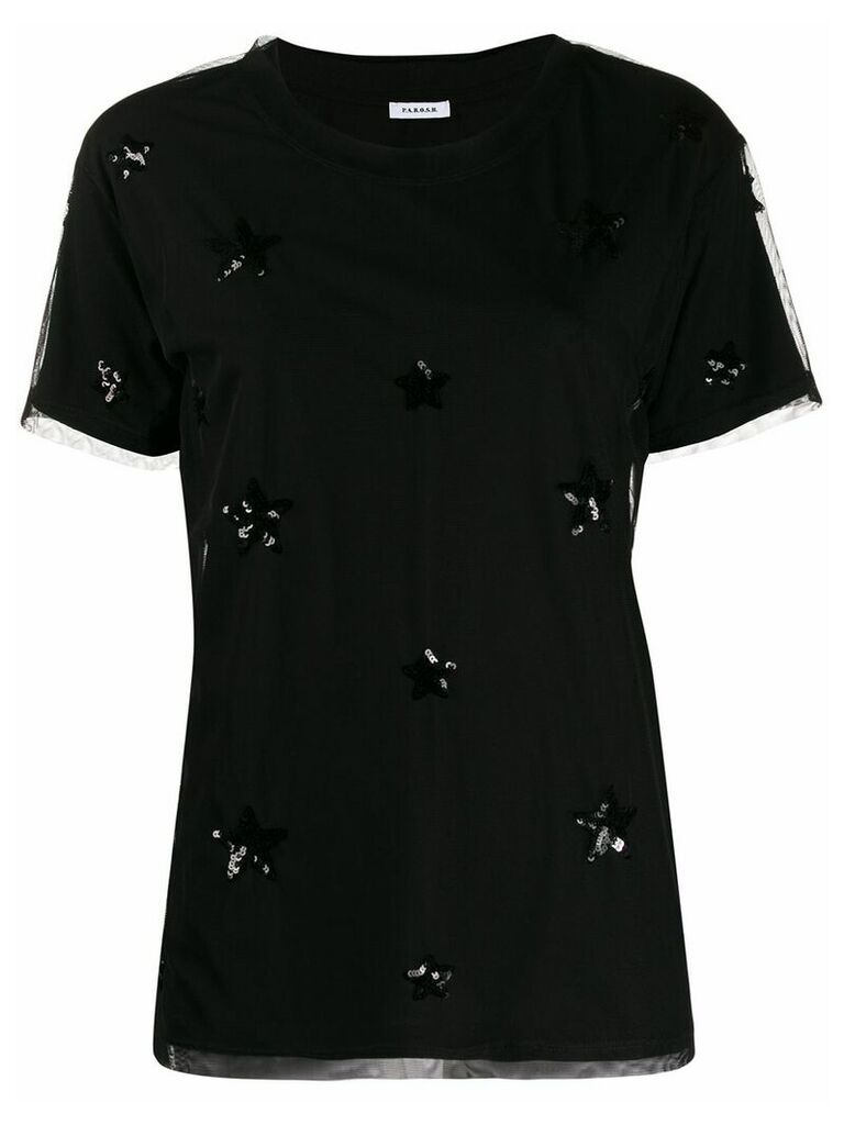 P.A.R.O.S.H. tulle layer sequin-embellished T-shirt - Black