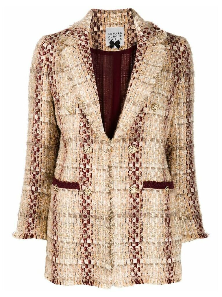 Edward Achour Paris bouclé embroidered tweed blazer