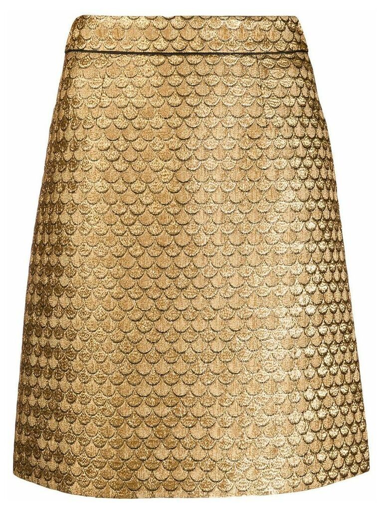 Paule Ka fish-scales print skirt - GOLD