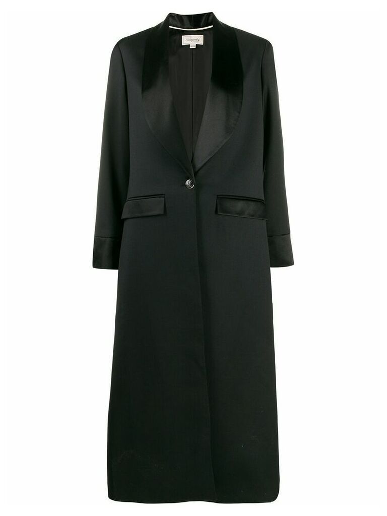 Temperley London satin trim longline coat - Black