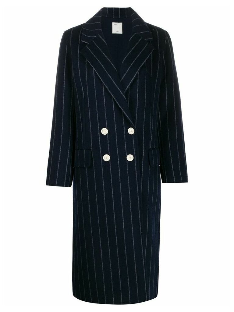 Sandro Paris striped double-breasted coat - Blue