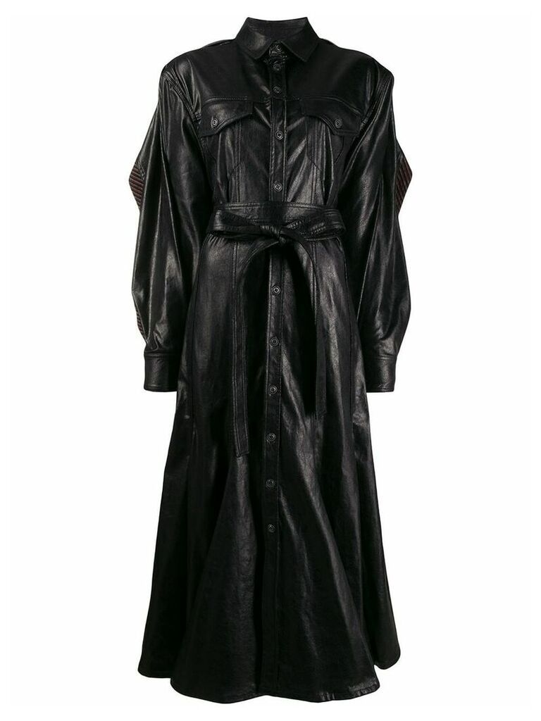 Y/Project contrast trim belted coat - Black