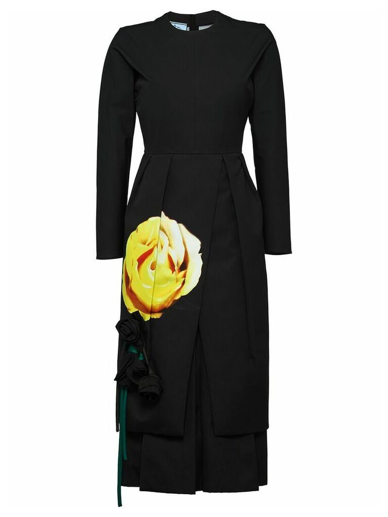 Prada Beauty Rose print dress - Black