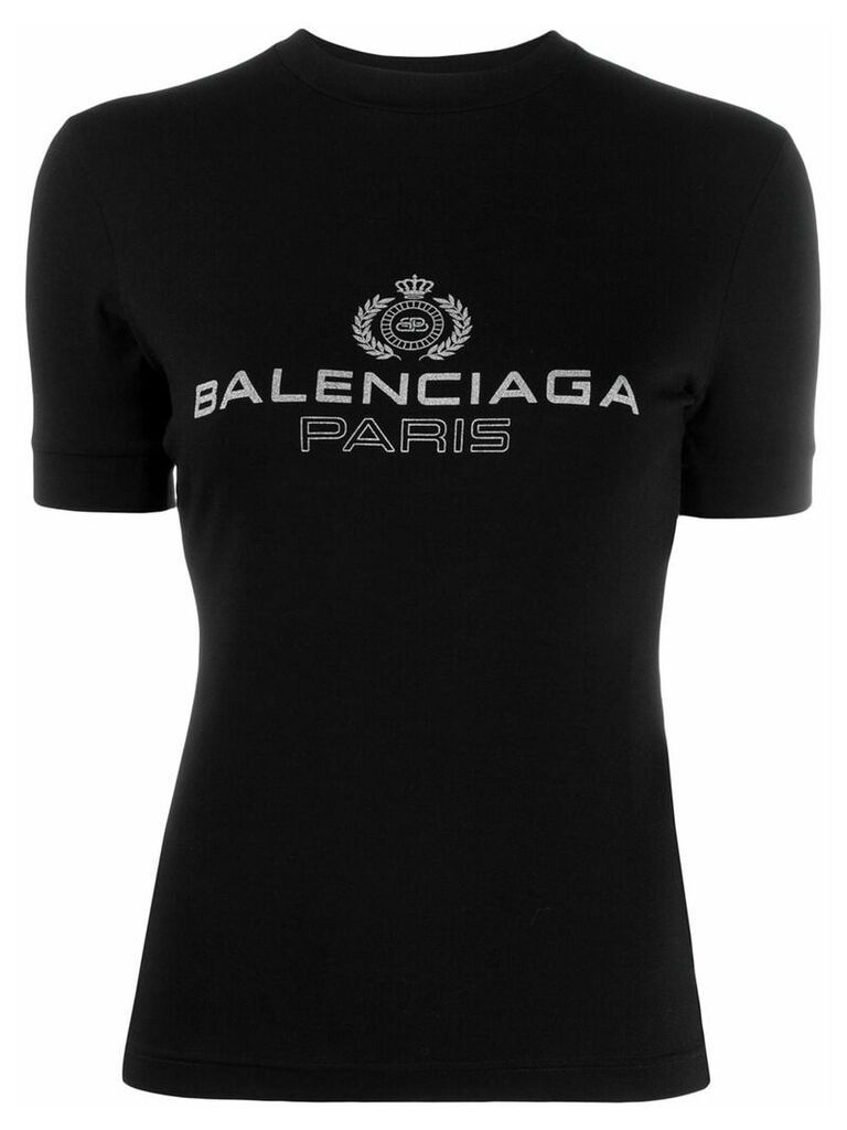 Balenciaga logo emblem printed T-shirt - Black