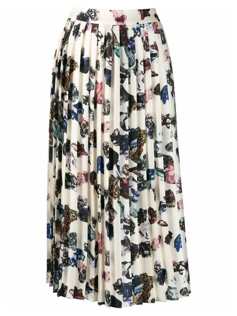 Victoria Victoria Beckham pleated crystal print skirt - NEUTRALS