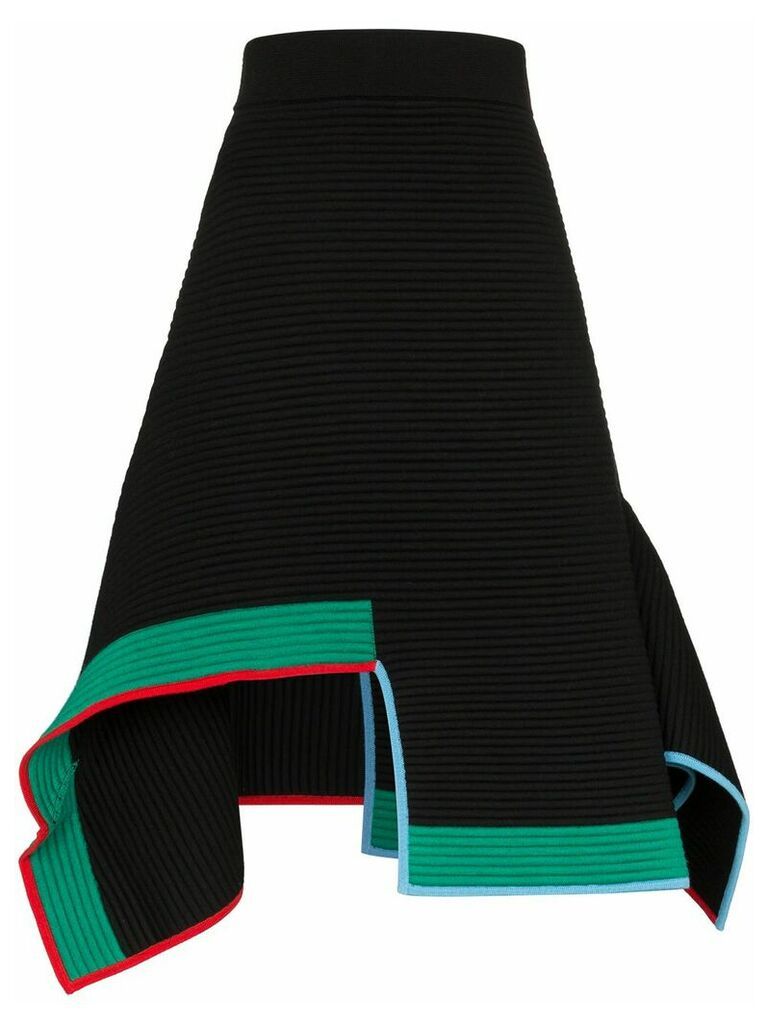 i-am-chen asymmetric hem knitted midi skirt - Black