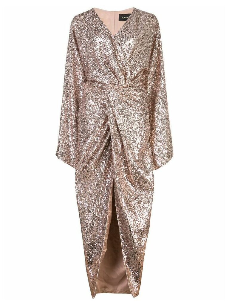 RASARIO glitter wrap dress - Brown