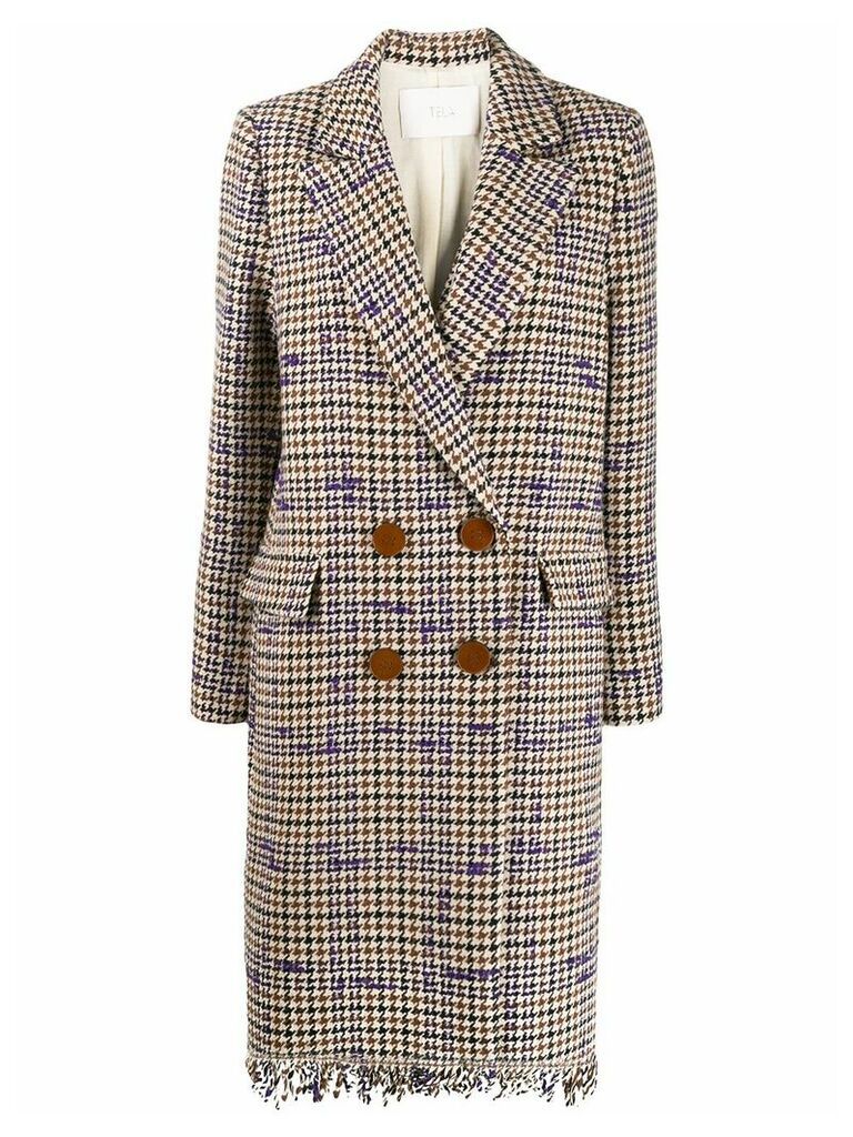 Tela houndstooth double-breasted coat - NEUTRALS