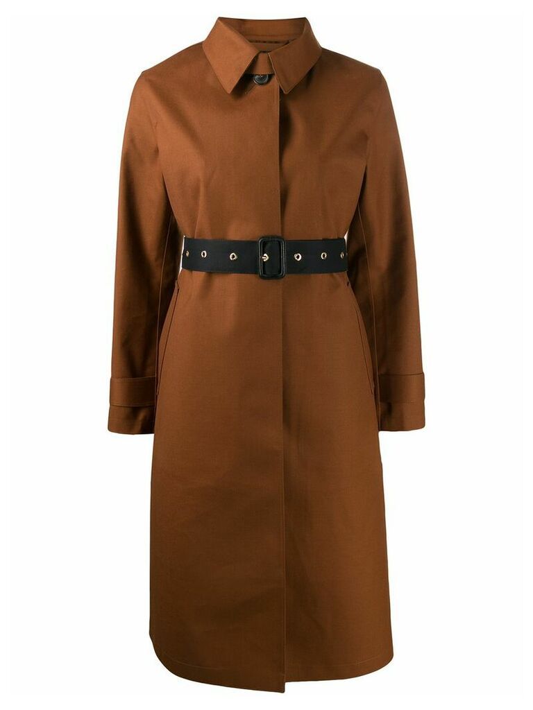 Mackintosh belted button up trench coat - Brown