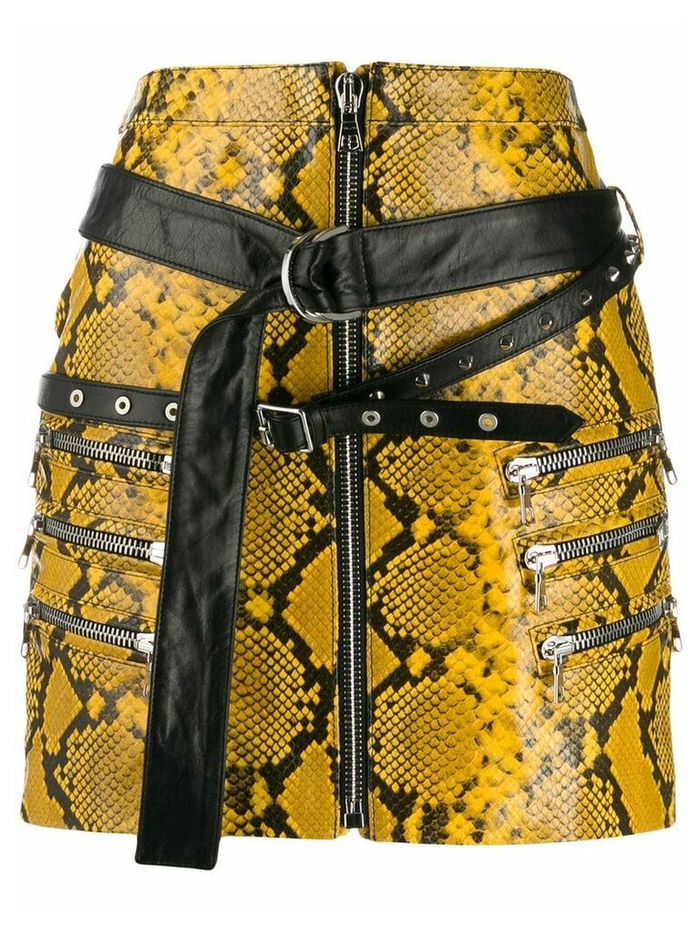 UNRAVEL PROJECT snake-effect mini skirt - Yellow