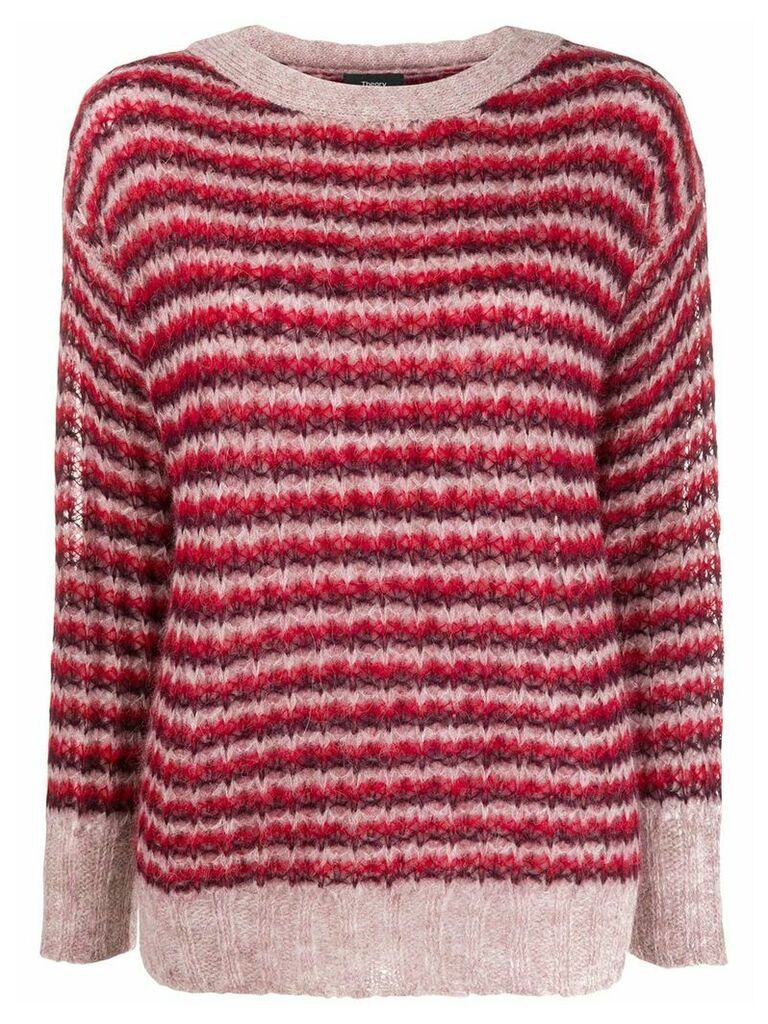 Theory striped round-neck jumper - Red