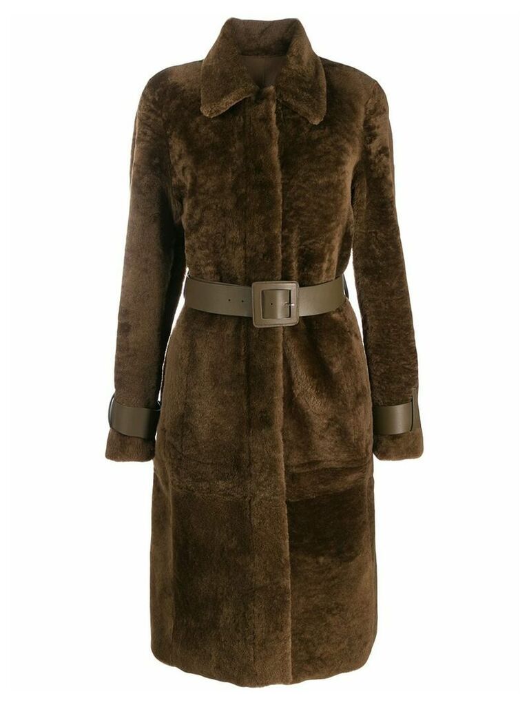 Drome belted fur coat - Brown