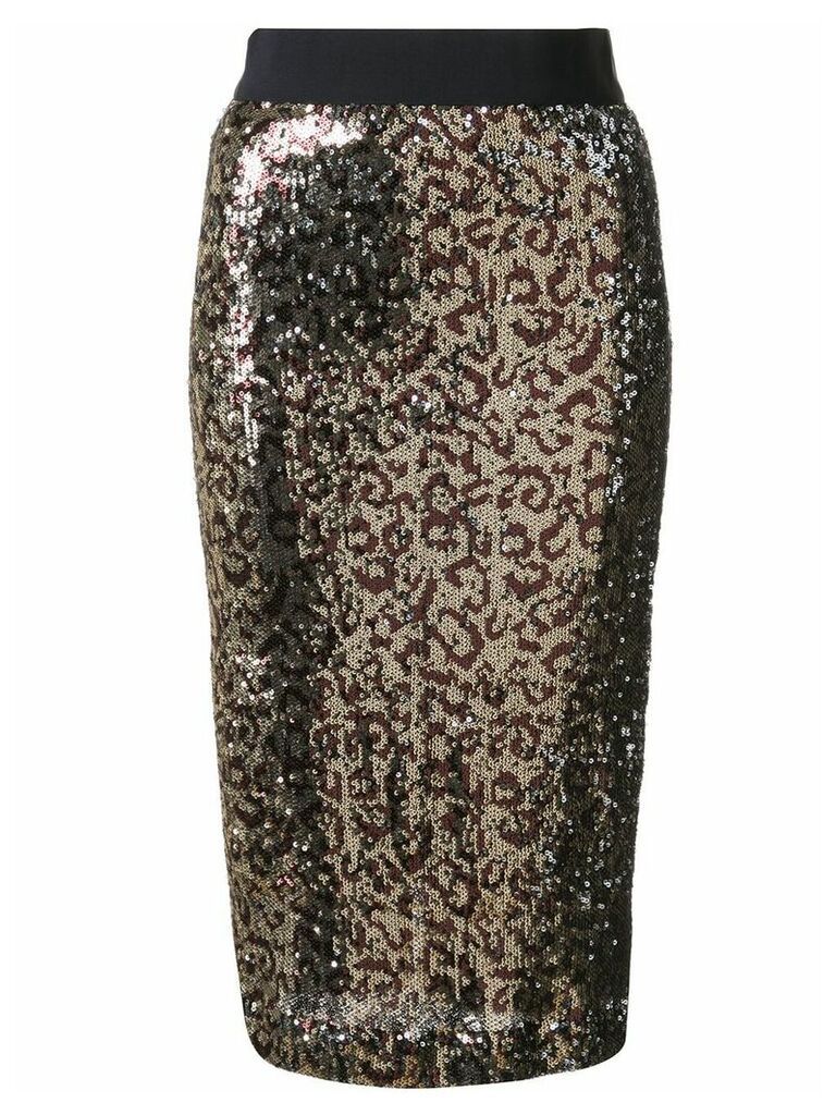 Milly leopard print glitter skirt - GOLD