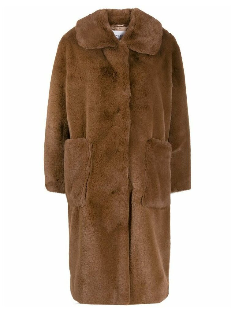 STAND STUDIO oversized faux-fur coat - Brown
