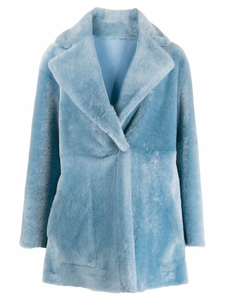 Blancha cropped shearling coat - Blue