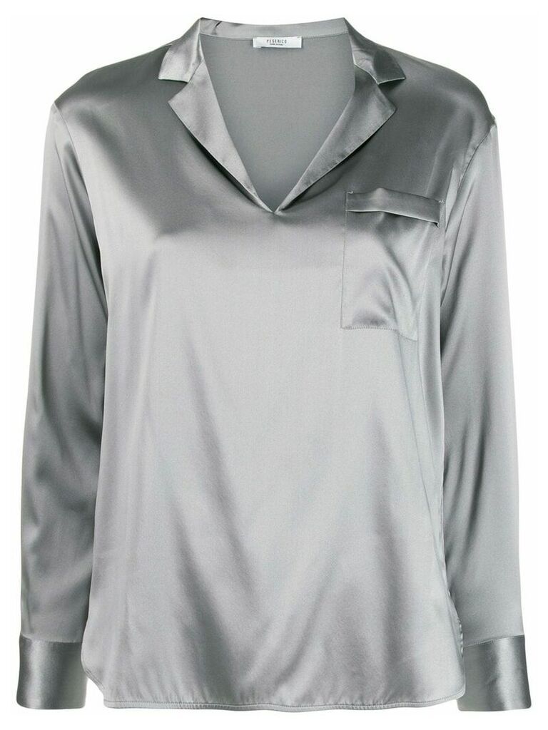 Peserico v-neck metallic-effect blouse - Grey