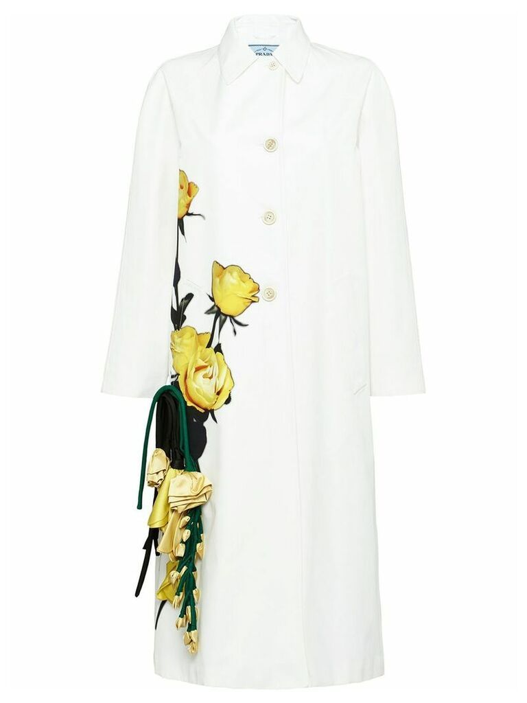 Prada rose print coat - White