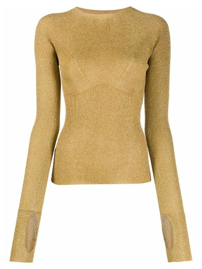 LANVIN ribbed knit glitter sweater - GOLD