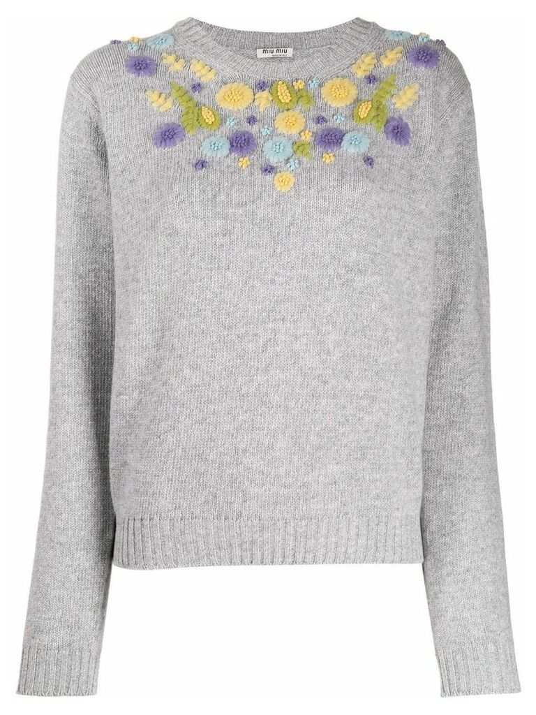 Miu Miu floral embellished jumper - Grey