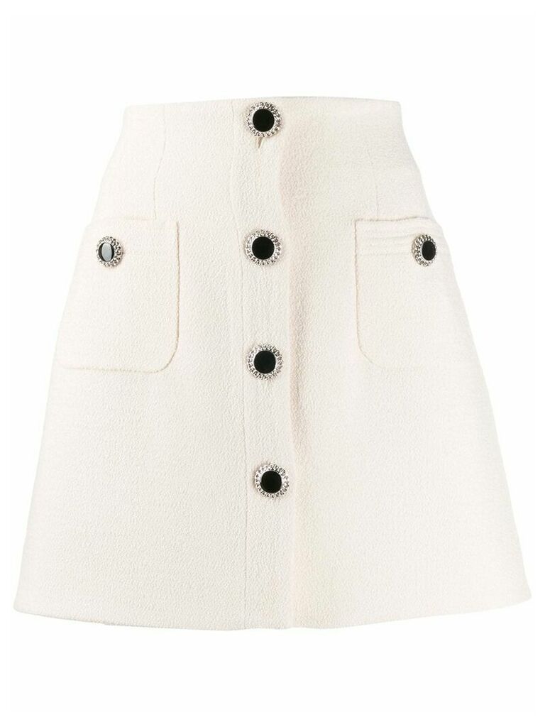 Alessandra Rich buttoned A-line skirt - White