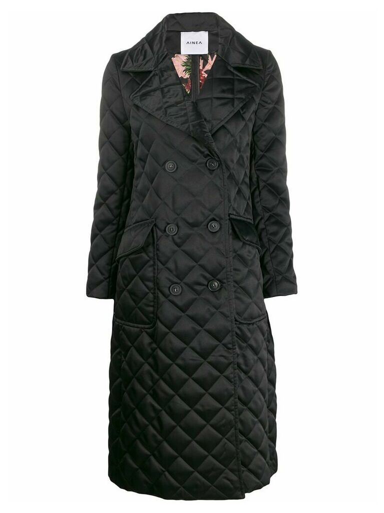 Ainea diamond quilt double-breasted coat - Black