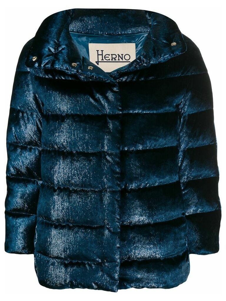 Herno velvet effect puffer jacket - Blue