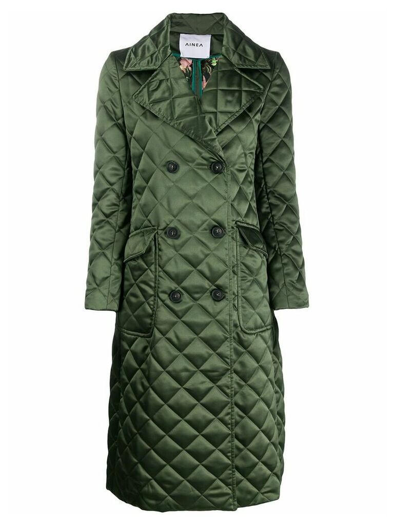 Ainea diamond quilt double-breasted coat - Green