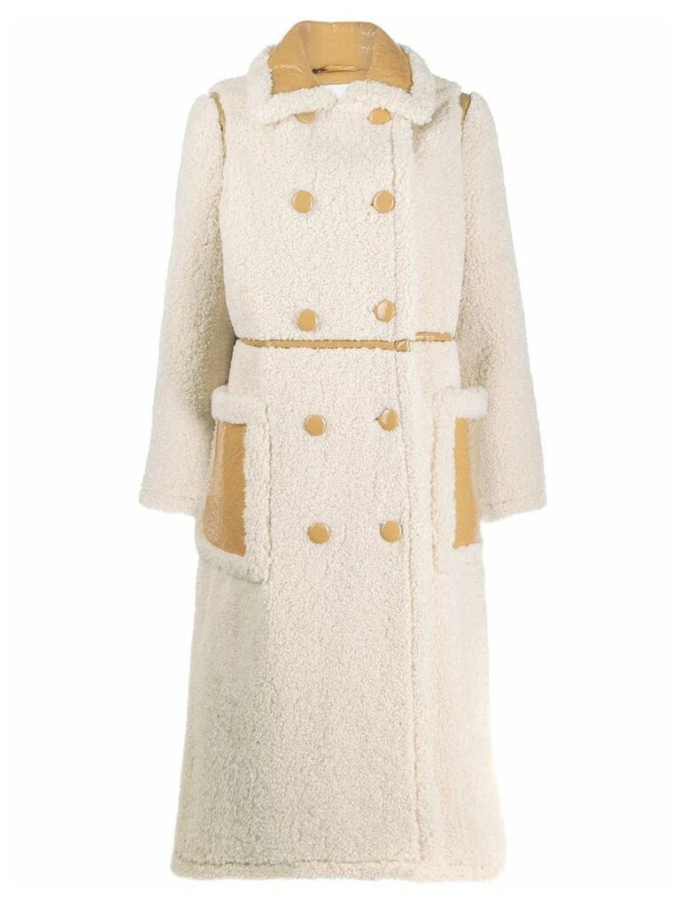 Stand Studio double breasted shearling coat - NEUTRALS
