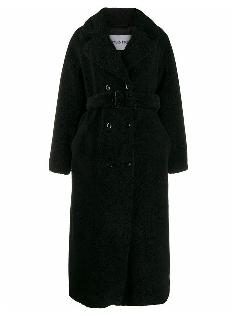 STAND STUDIO double breasted shearling coat - Black