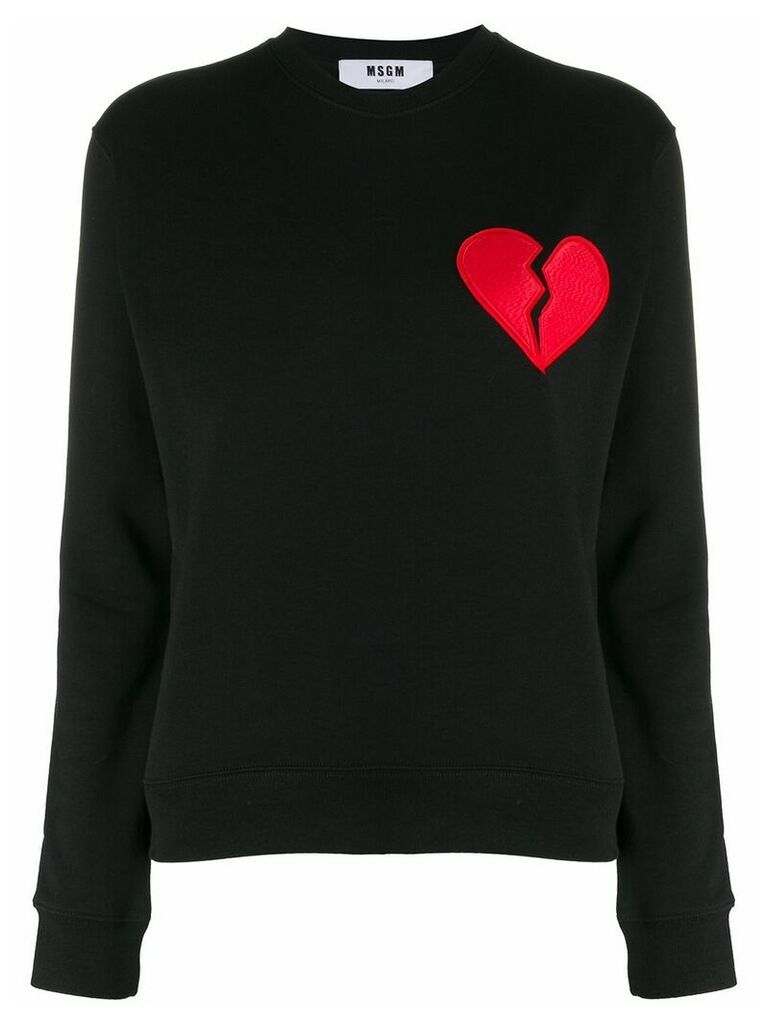 MSGM broken heart patch sweatshirt - Black