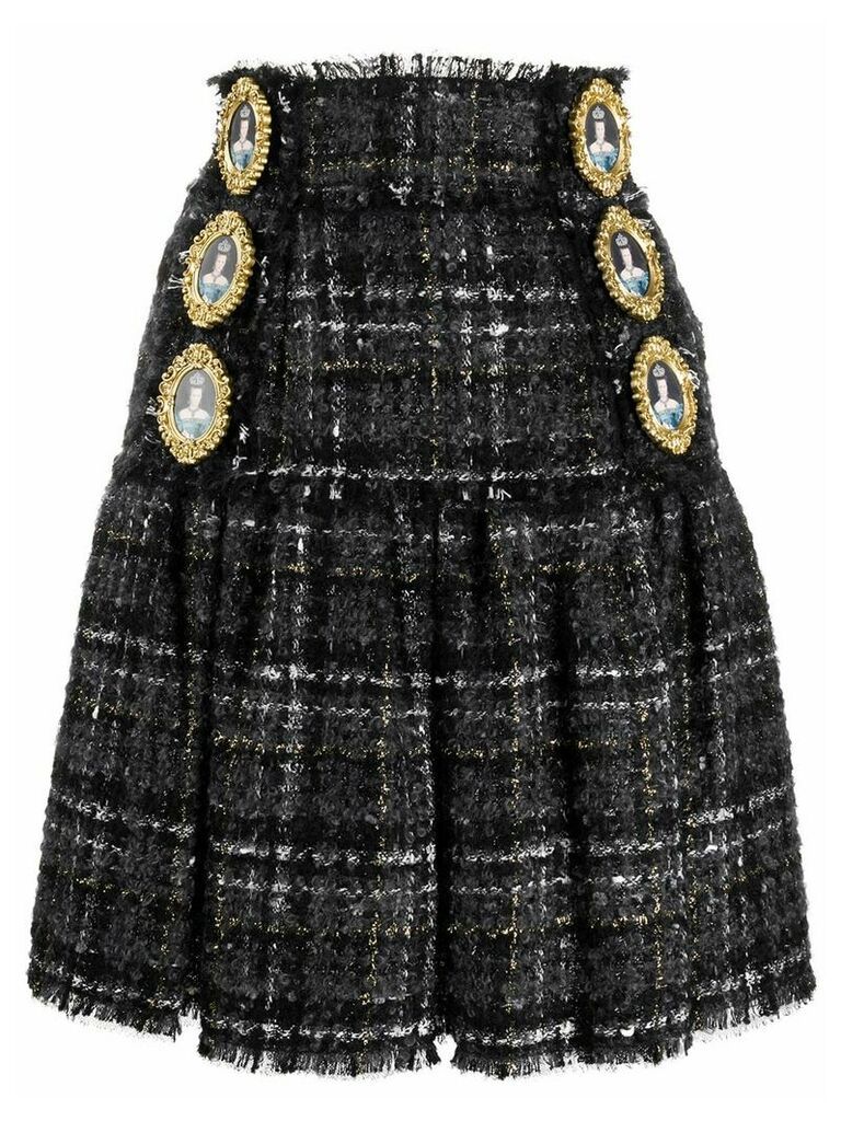 Dolce & Gabbana queen buttons tweed skirt - Black