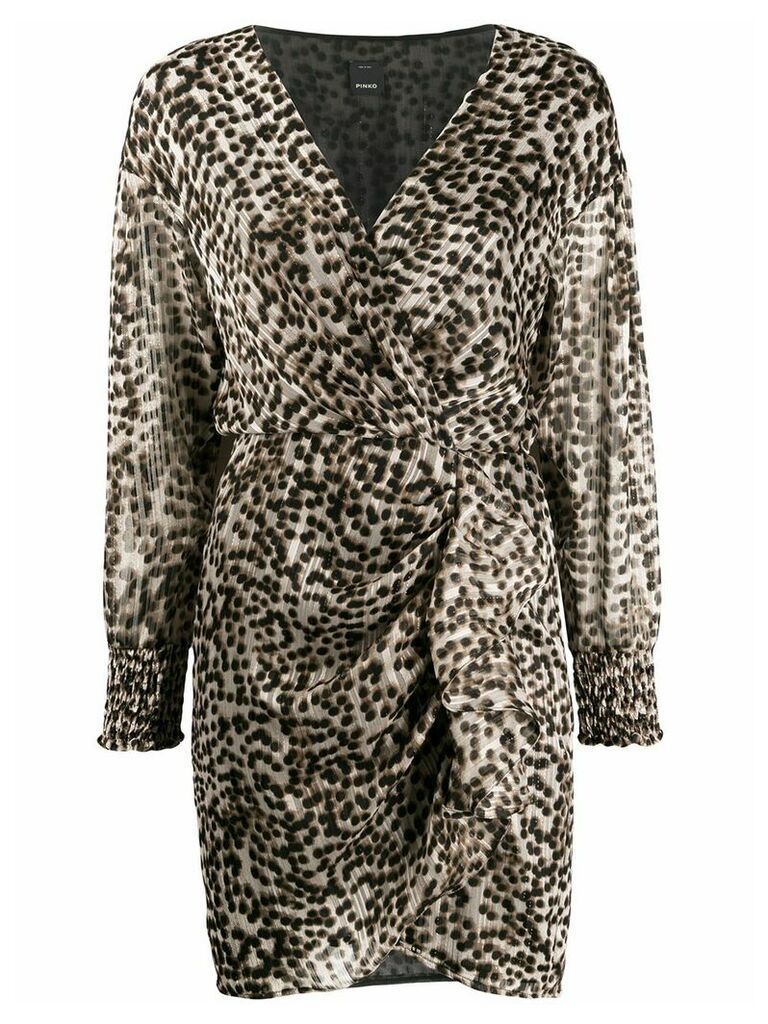 Pinko leopard print plissé dress - Brown