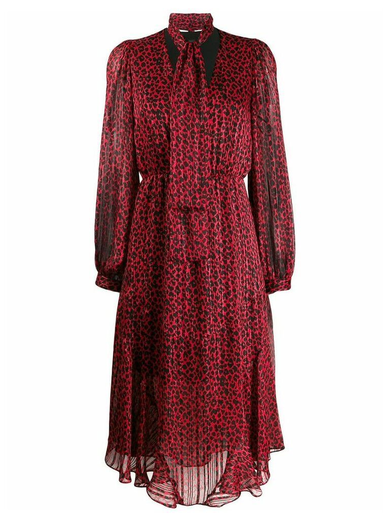 Pinko leopard print plissé dress - Red
