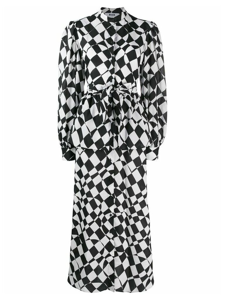MSGM chessboard print day dress - Black