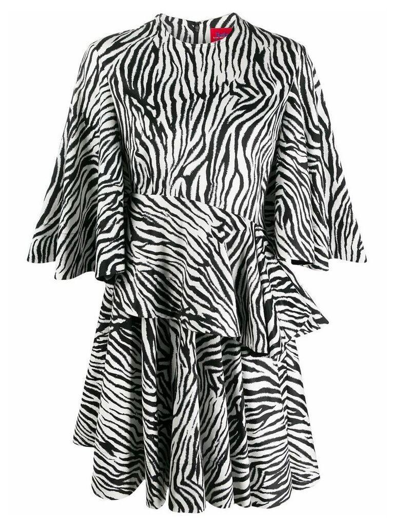 Solace London zebra-print draped dress - Black