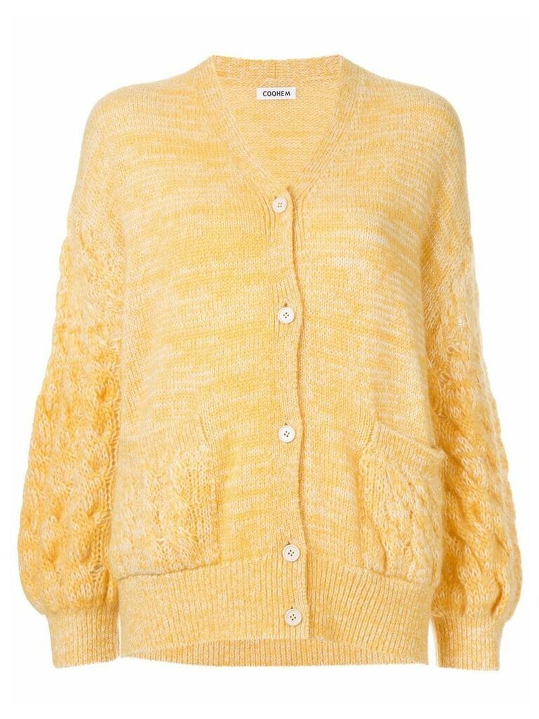 Coohem mohair cable knit cardigan - Yellow