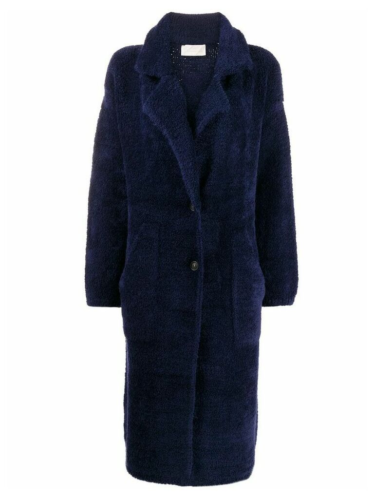Chiara Bertani shearling single-breasted coat - Blue