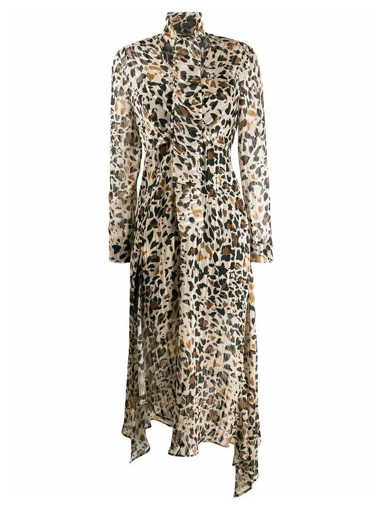 Pinko leopard print plissé dress - NEUTRALS