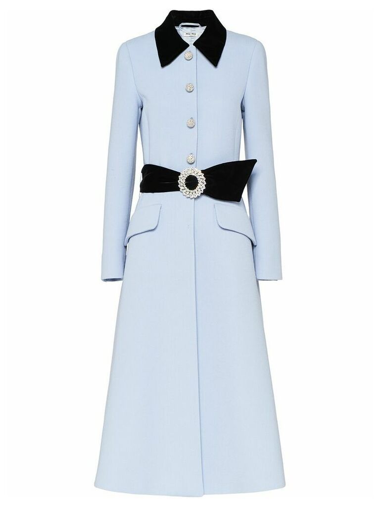 Miu Miu embellished belted coat - Blue