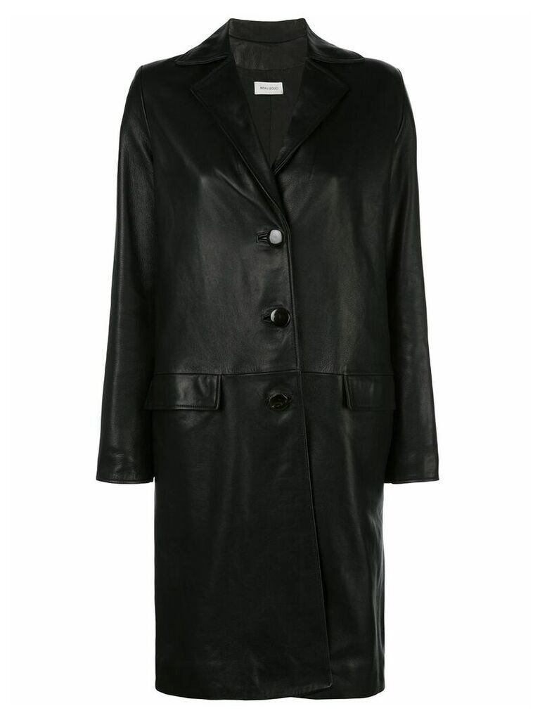 Beau Souci oversized leather coat - Black