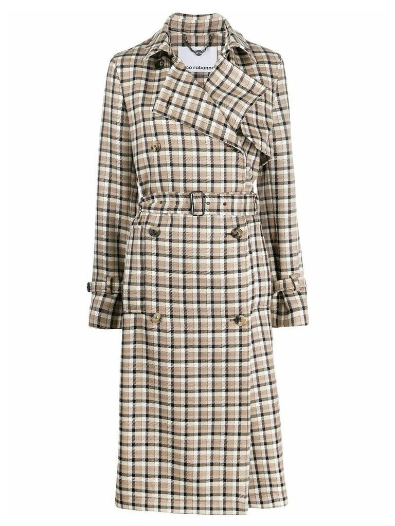 Paco Rabanne plaid trench coat - Brown