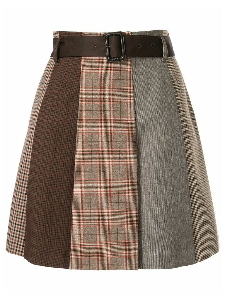 Loveless belted panelled skirt - Brown