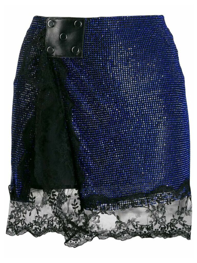 Christopher Kane crystal mesh mini skirt - Blue