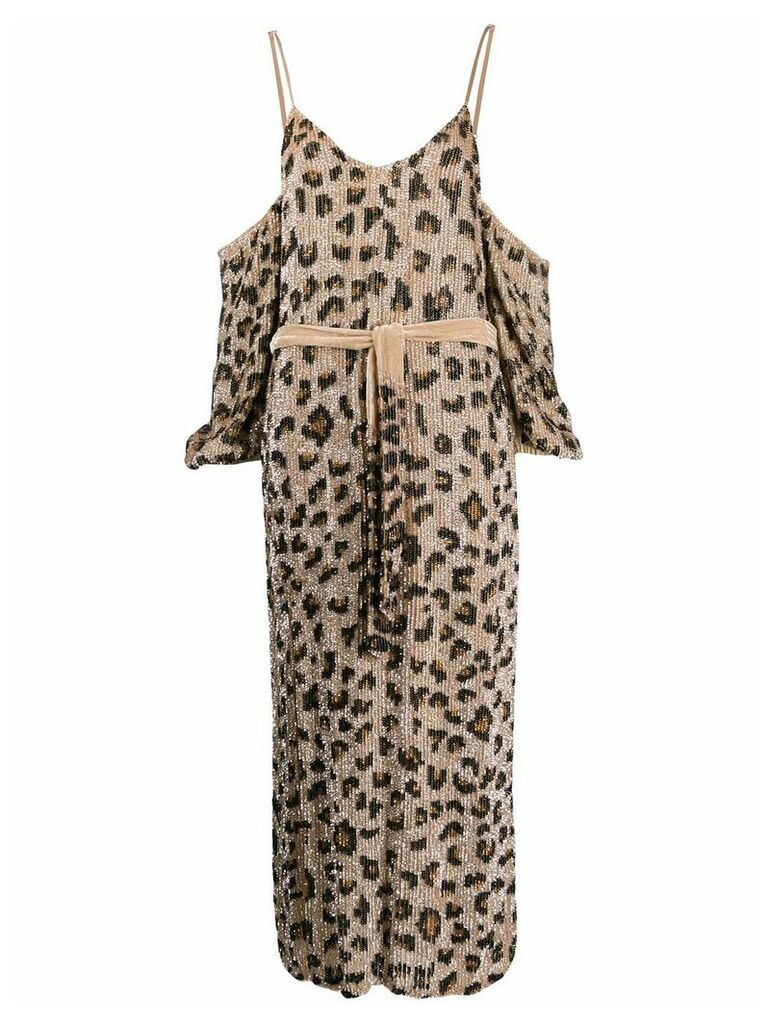 Retrofete leopard print cold-shoulder dress - NEUTRALS